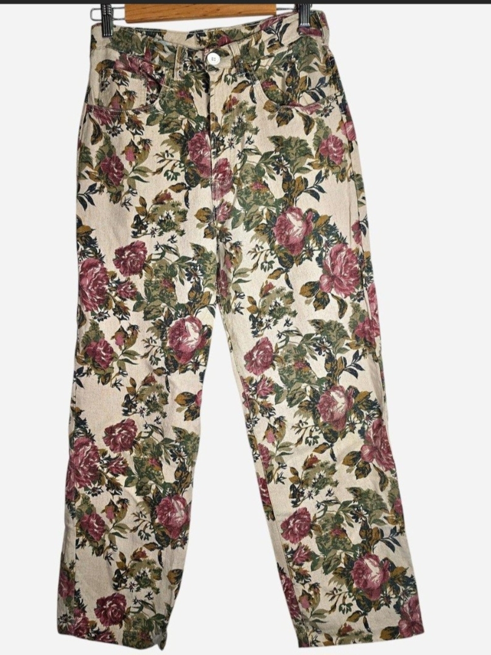 Floral Wide-Leg Pants High Waist Jeans Womens SIZE 6